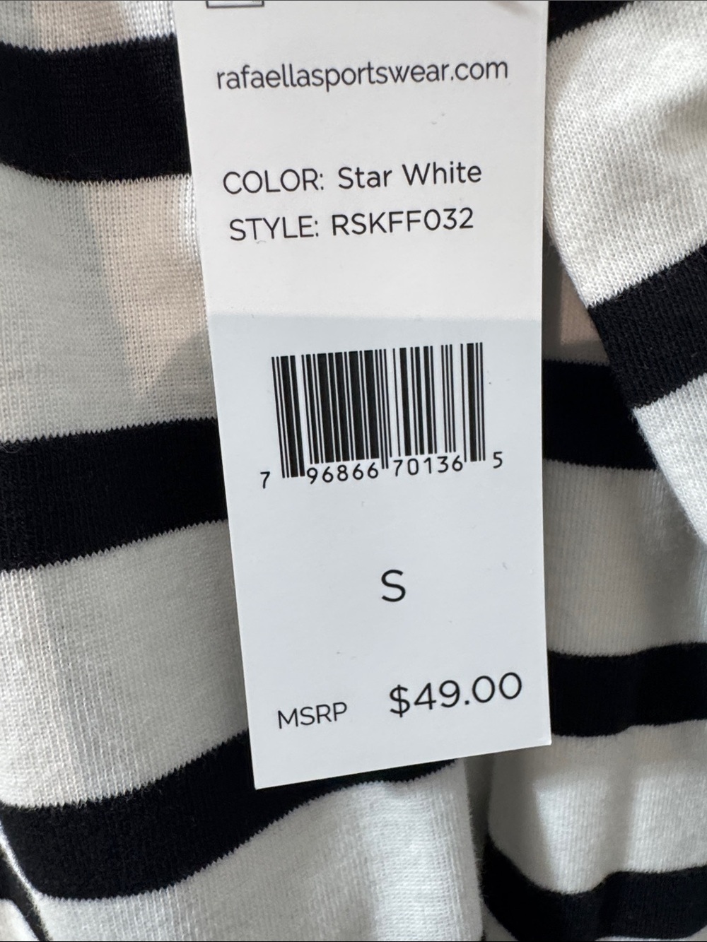 Rafaella Black & White Striped Long-Sleeve Top with Jewel Trim - Size Small - Picture 7 of 8